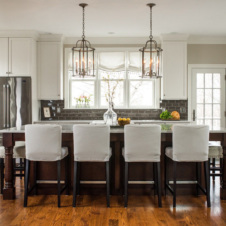 Plaza door style in painted Maple wood with Divinity - 20 Matte colors Island door Plaza in Cherry with Amaretto finish by Heartwood Kitchen & Bath