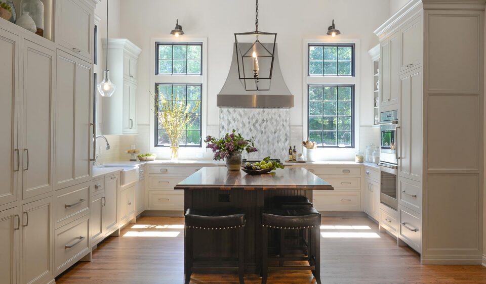 Design work by Karr Bick Design - Door Style: Stratford door Painted Maple Tungsten