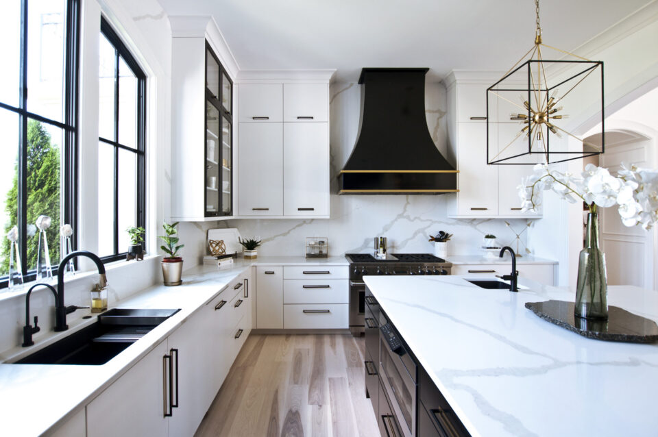 Wood Specie: Painted Maple Finish/Color: Ebony – 45 Satin Door Style: Avalon Drawer Front: Avalon by Hermitage Kitchen Design Gallery