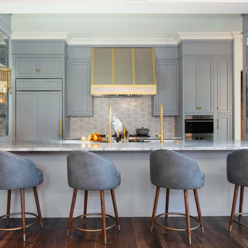 Door Style/Color: Painted Maple Heartland door in Quarry finish. by @jacquelyn.ckbd and @kitchensunlimited